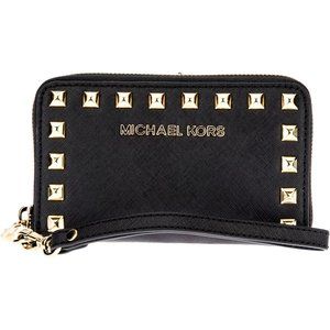 COPY - Michael Kors Black Leather Wallet with Gol…